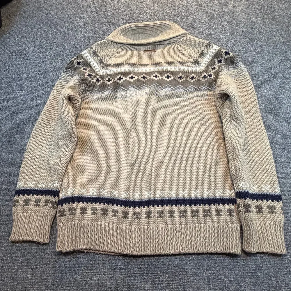 Formen Vintage Mens Medium Nordic Fair Isle Knit Shawl Collar Cardigan Sweater